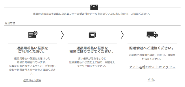 交換手続き終了時のウェブサイトの表示