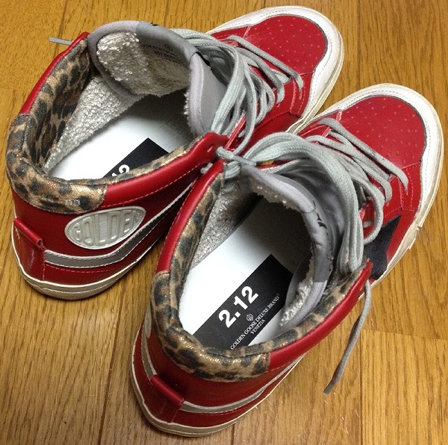 「Golden Goose Deluxe Brand」のレザーハイカットスニーカー「2.12」の赤