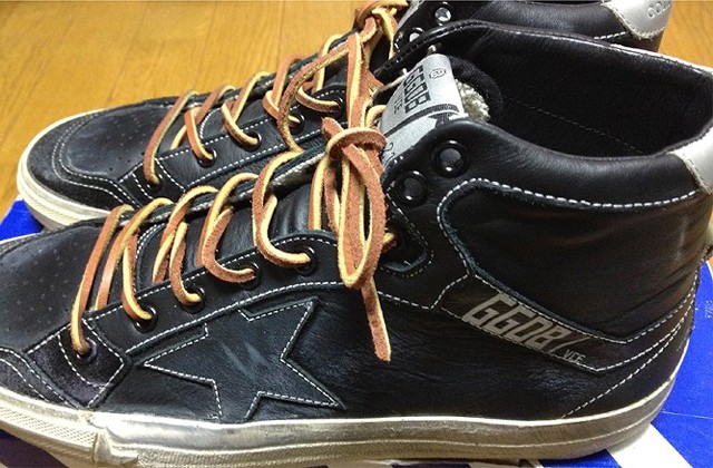 「Golden Goose Deluxe Brand」のレザーハイカットスニーカー「2.12」の黒